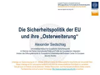 Die Sicherheitspolitik der EU und ihre „Osterweiterung“