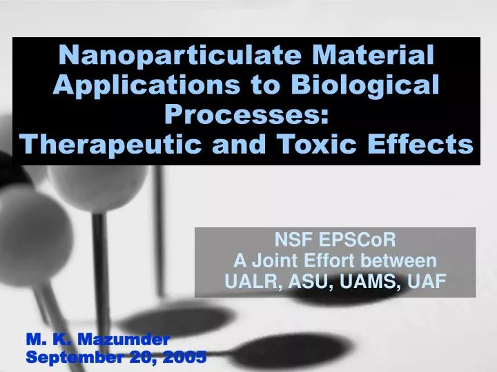 nanoparticulate material applications to biological processes therapeutic and toxic effects