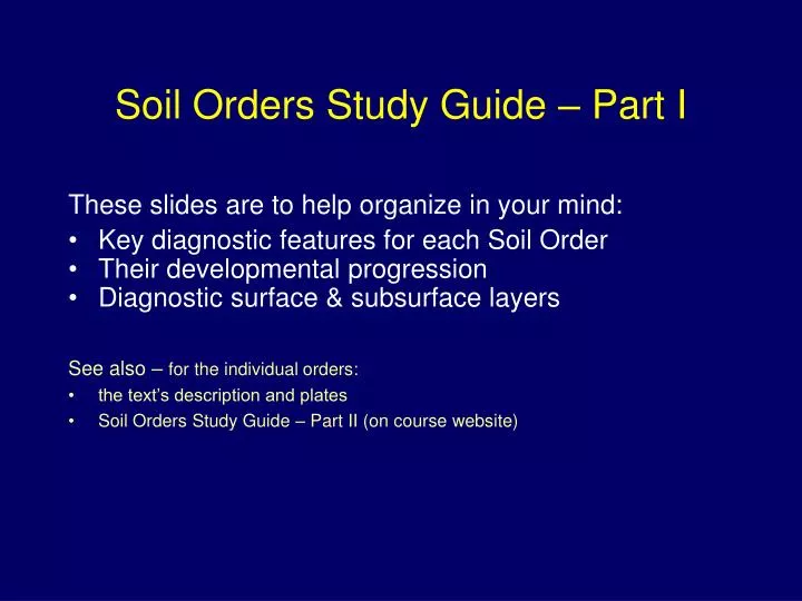 soil orders study guide part i