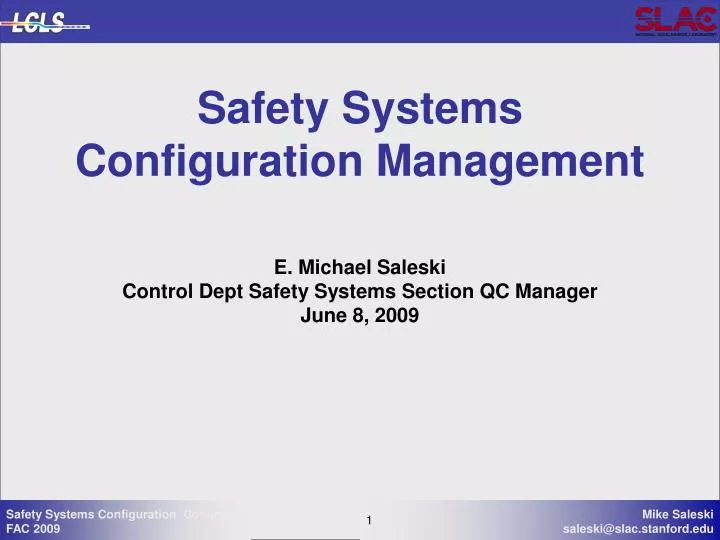 safety systems configuration management