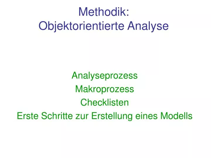 methodik objektorientierte analyse