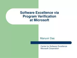 Software Excellence via Program Verification at Microsoft