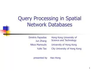 Query Processing in Spatial Network Databases