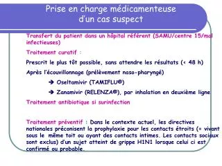 prise en charge m dicamenteuse d un cas suspect