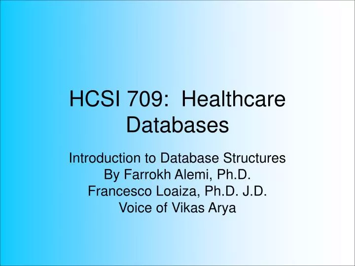 hcsi 709 healthcare databases