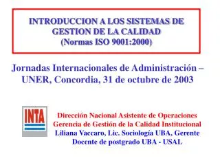 INTRODUCCION A LOS SISTEMAS DE GESTION DE LA CALIDAD (Normas ISO 9001:2000)