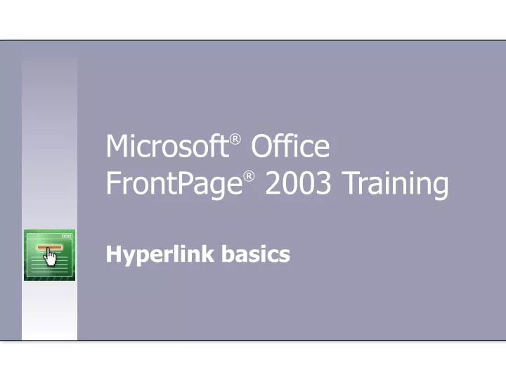 microsoft office frontpage 2003 training