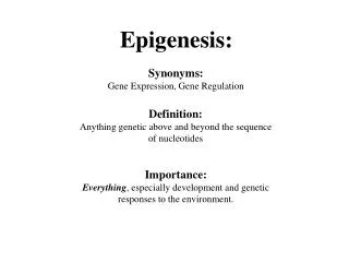 Epigenesis: