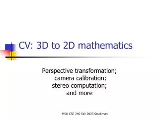 CV: 3D to 2D mathematics
