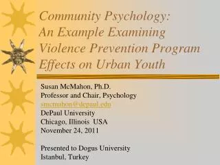 Community Psychology: An Example Examining Violence Prevention Program Effects on Urban Youth