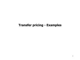 Transfer pricing - Examples