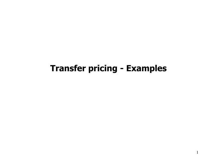transfer pricing examples