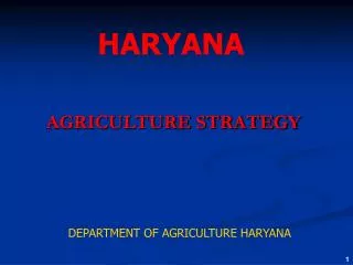 AGRICULTURE STRATEGY