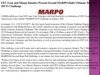 UFC Gym and Marpo Kinetics Present Second MARPO-Daily Ultima