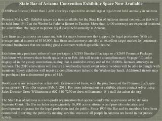 State Bar of Arizona Convention Exhibitor Space Now Availabl