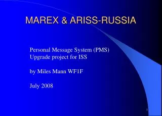 MAREX &amp; ARISS-RUSSIA