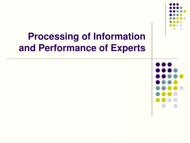 processing of information and performance of experts