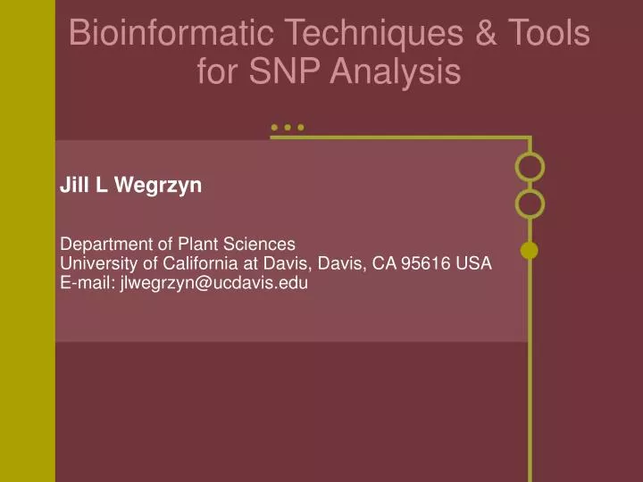 bioinformatic techniques tools for snp analysis