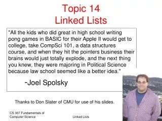 Topic 14 Linked Lists