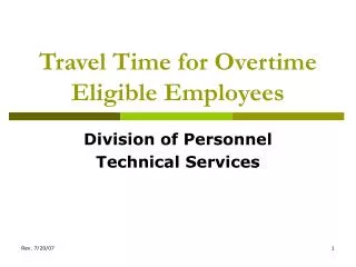 Travel Time for Overtime Eligible Employees
