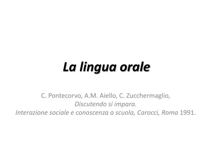 la lingua orale