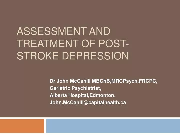 assessment and treatment of post stroke depression