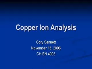 Copper Ion Analysis