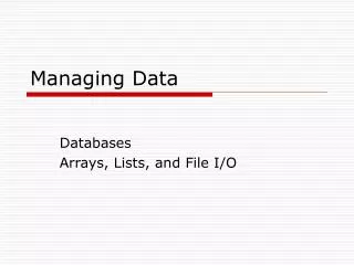 Managing Data