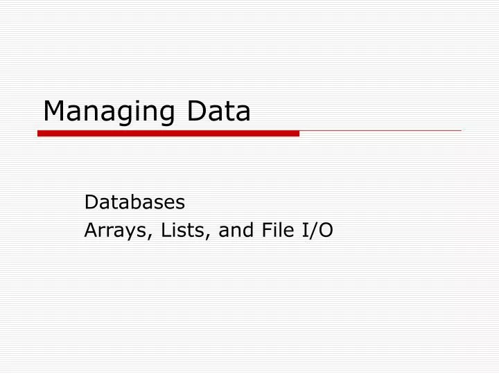 managing data