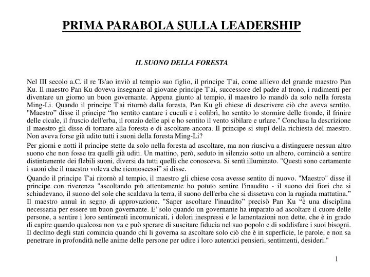 prima parabola sulla leadership