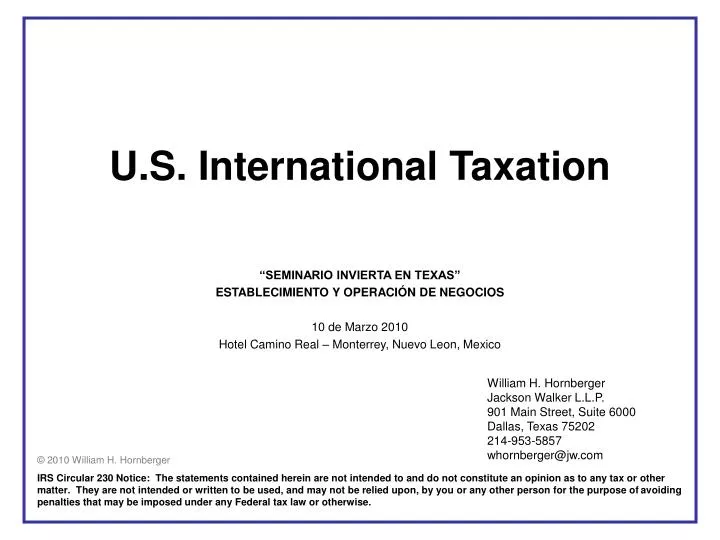 u s international taxation