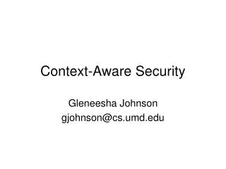 Context-Aware Security