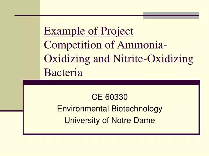 example of project competition of ammonia oxidizing and nitrite oxidizing bacteria