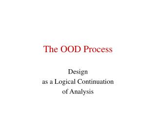The OOD Process