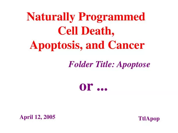 naturally programmed cell death apoptosis and cancer