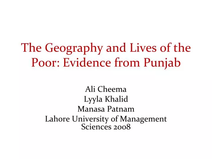 the geography and lives of the poor evidence from punjab