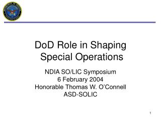 DoD Role in Shaping Special Operations