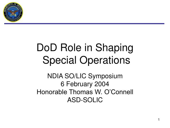 dod role in shaping special operations