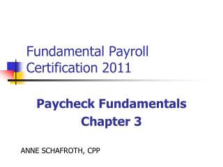 Fundamental Payroll Certification 2011