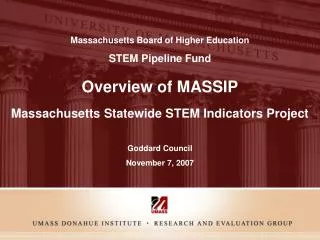Overview of MASSIP Massachusetts Statewide STEM Indicators Project
