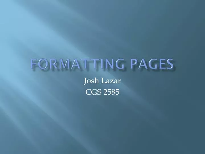 formatting pages