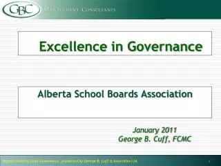 Excellence in Governance