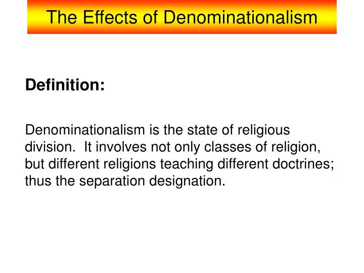 the effects of denominationalism