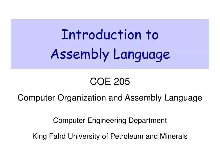 introduction to assembly language
