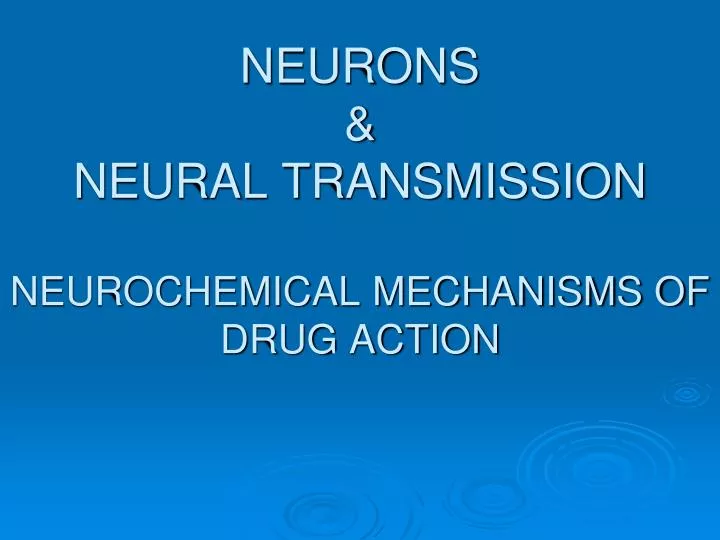 neurons neural transmission neurochemical mechanisms of drug action