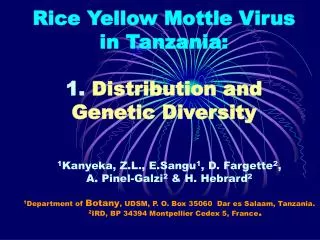 Rice Yellow Mottle Virus in Tanzania: 1. Distribution and Genetic Diversity