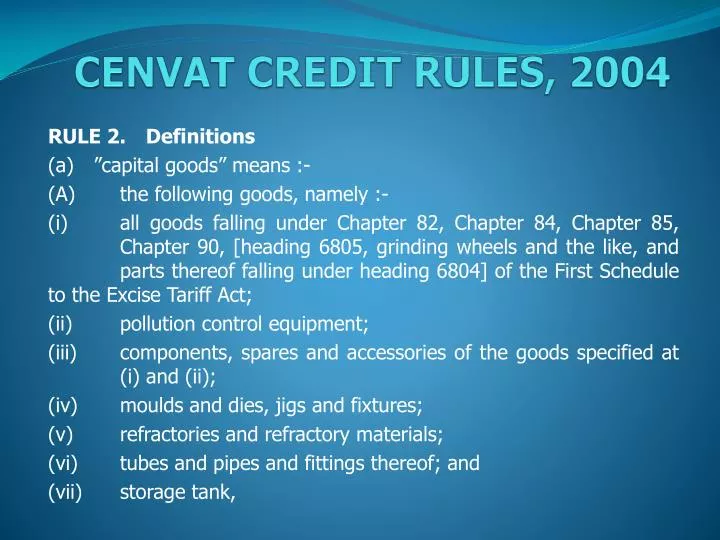 cenvat credit rules 2004