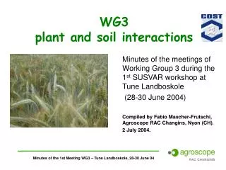 WG3 plant and soil interactions