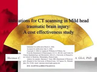 Indications for CT scanning in Mild head traumatic brain injury: A cost effectiveness study
