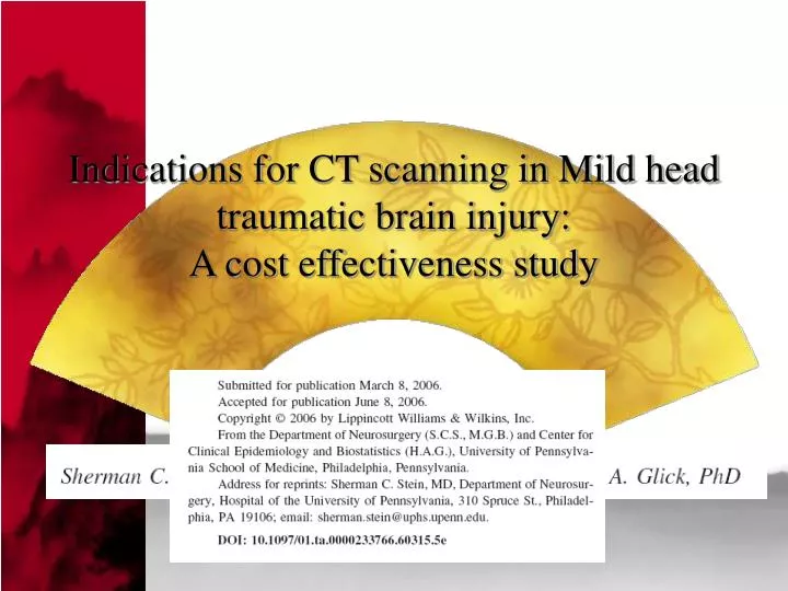 indications for ct scanning in mild head traumatic brain injury a cost effectiveness study